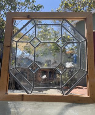 Octagon, Bevel, Clear texture, stained and leaded glass