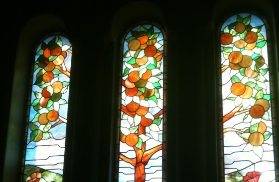 Stained Glass Orange Tree James Thomas Stained and Leade Glass Fruit tress in Glass Stairwell