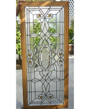victorian beveled stained glass window multiple borders