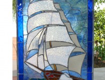 clipper ship stained glass window