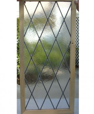 diamond pattern window in seedy glass