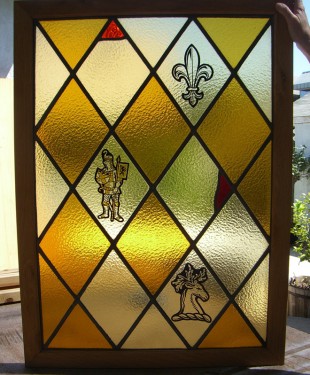 diamond pattern stained glass window